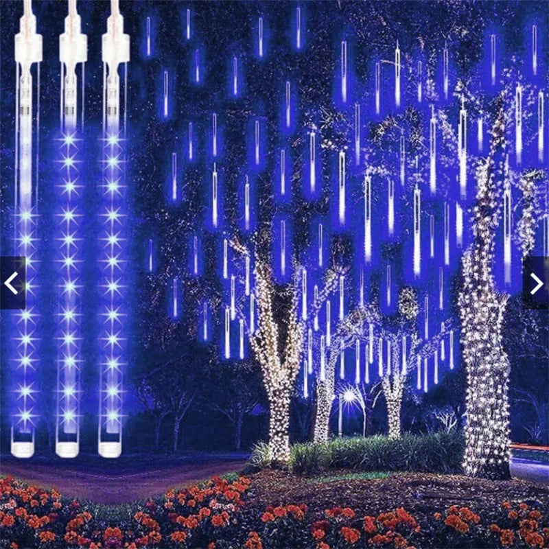 Meteor Shower Rain LED Fairy String Lights Festoon Street Garland Christmas Decorations for Home Outdoor Wedding New Year Decor