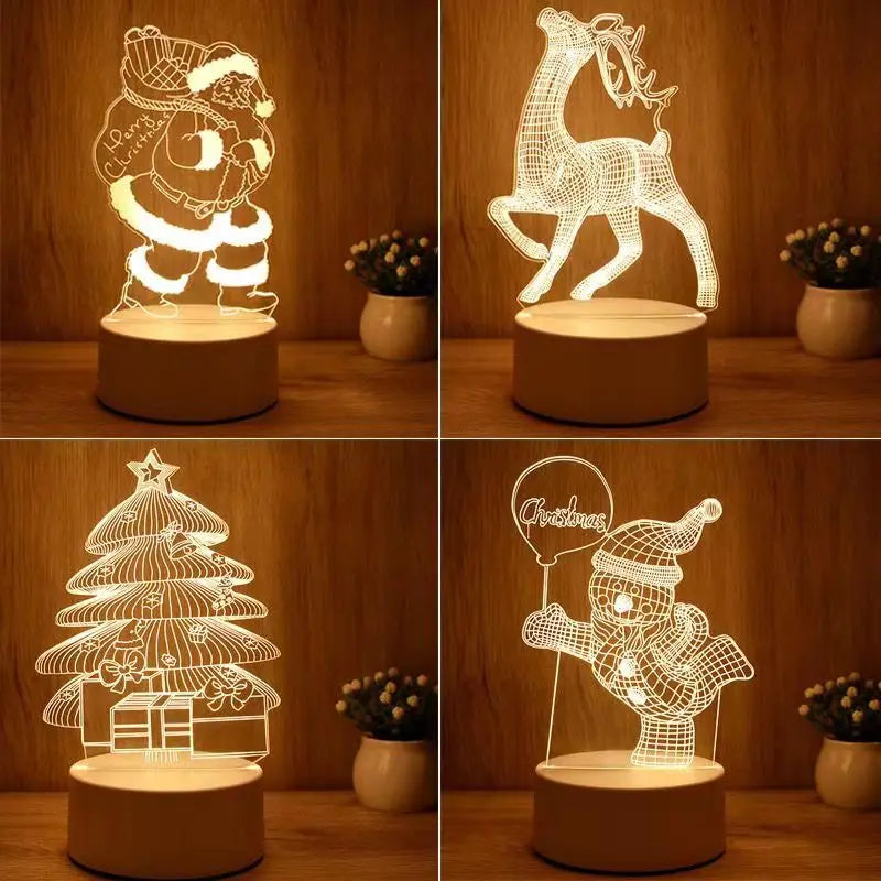 Christmas Gift 3D Small Night Light Santa Claus white Bedside Light Atmosphere Night Light